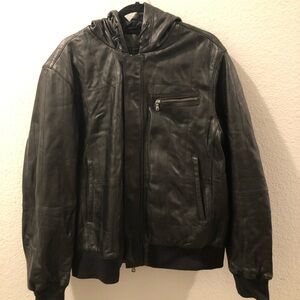 John Varatos Men's Black Leather Jacket